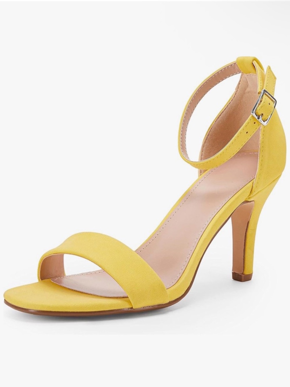 Ermonn Womens Yellow Ankle Strap Kitten Heels (Box included, not pictured)